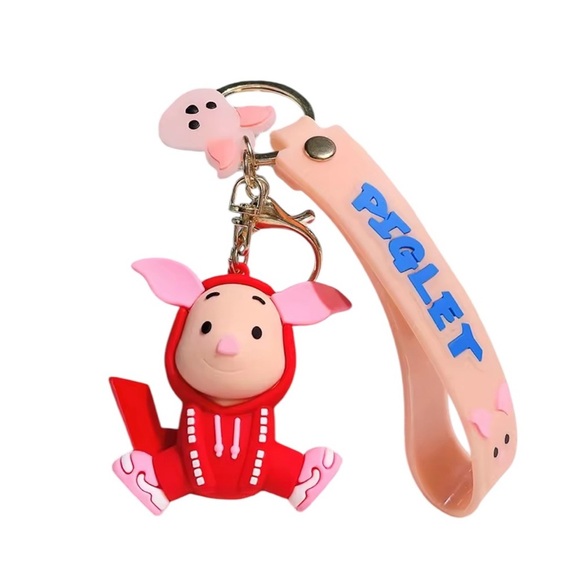 Disney Piglet Winnie the Pooh Keychain Wristlet Bag Charm - Picture 1 of 1